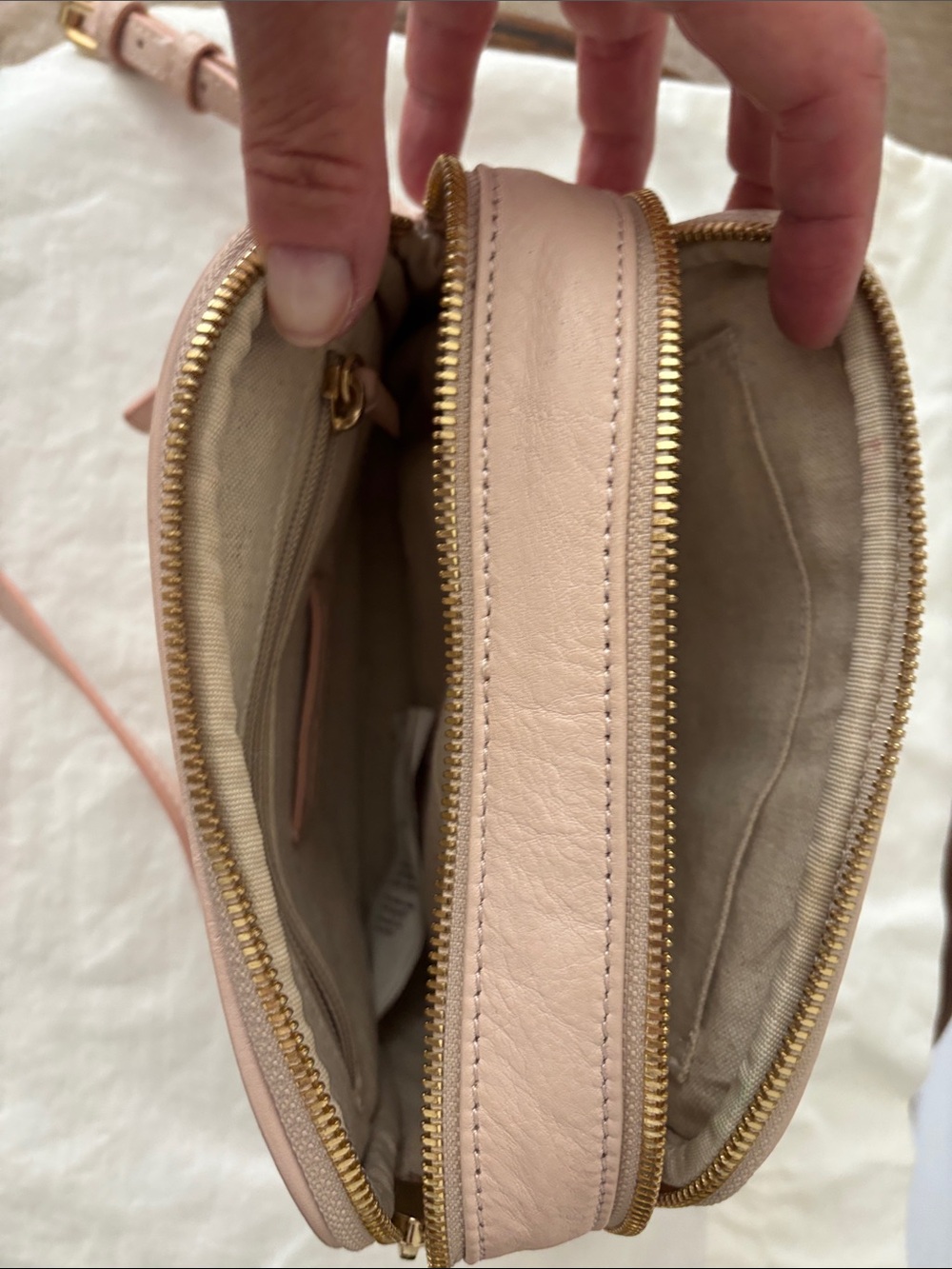 Mark & Graham Pale Pink Double-Zip Leather Crossbody - Picture 3 of 3